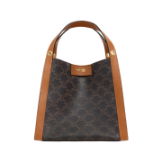 Celine Small Cube Bag In Triomphe Canvas and Natural Calfskin Miel