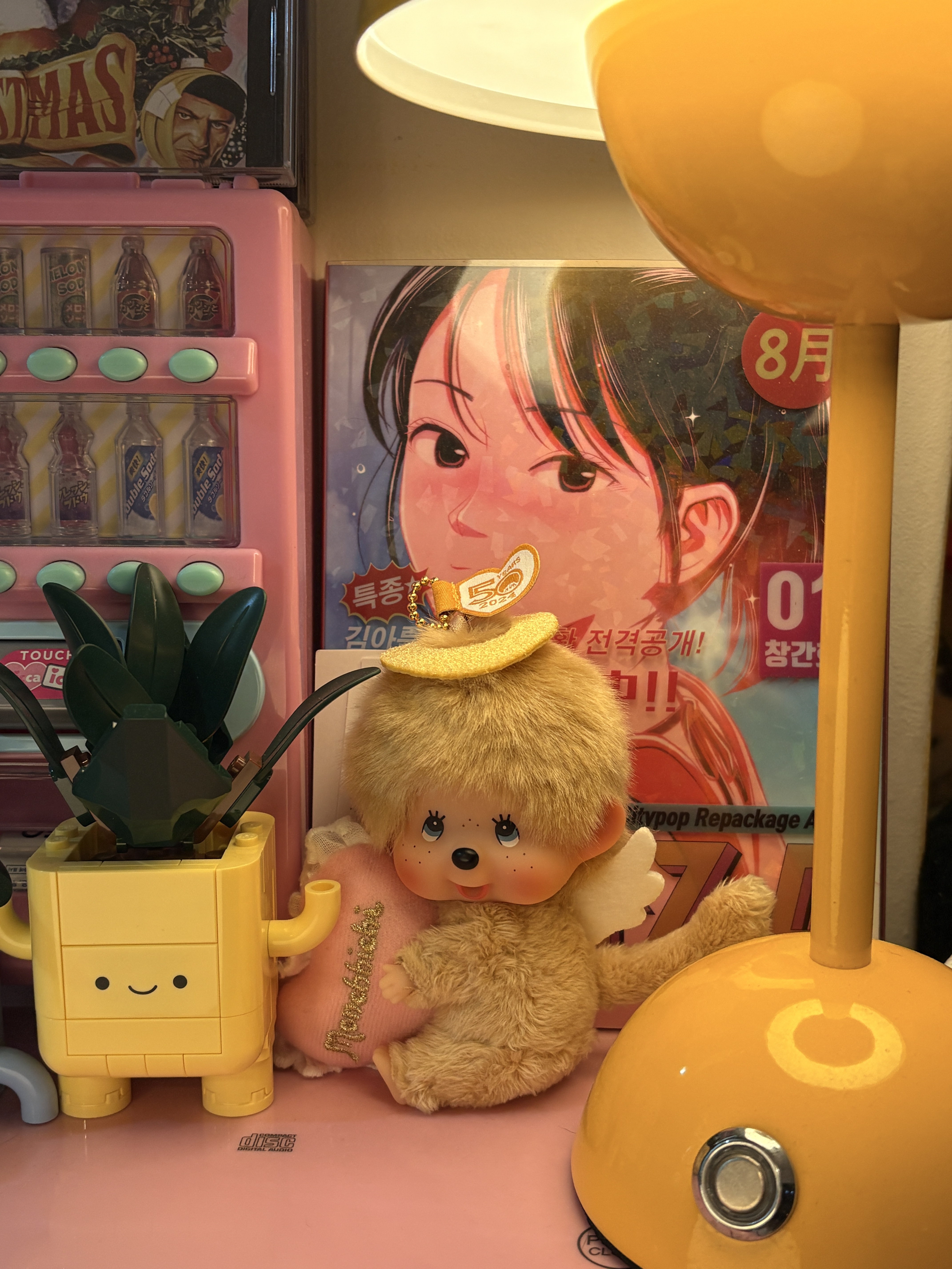 Monchhichi Love Happy Angel Monchhichi Big Head SS Keychain 착용 스타일 - 2