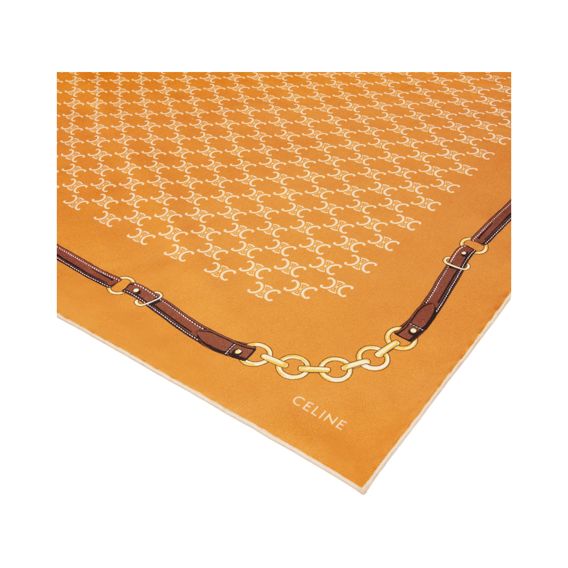 셀린느 반다나 헤리티지 실크 트윌 오렌지 브라운 에크루(Celine Bandana In Heritage Silk Twill Orange Brown Ecru) - 2