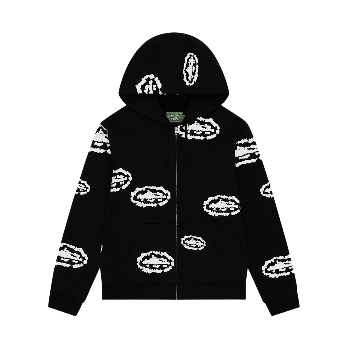 데님 티어스 x 코르테이즈 코튼 리쓰 집 후드 2 블랙(Denim Tears x Corteiz Cotton Wreath Zip Hoodie 2 Black)