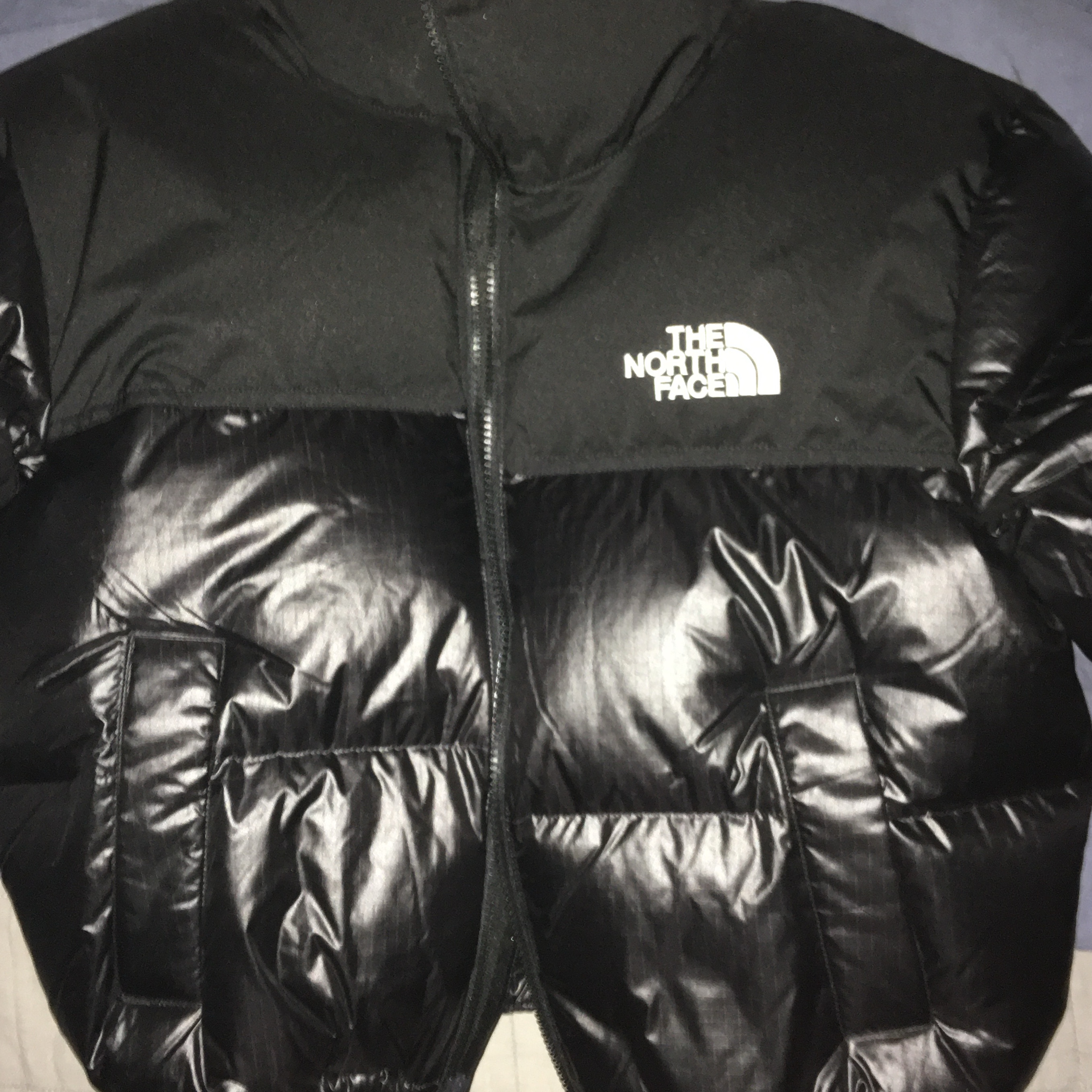 (W) The North Face White Label Novelty Nuptse Down Jacket Black, (W) The North Face Nuptse Short Jacket Black 착용 스타일 - 1