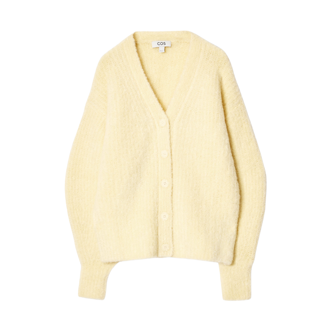 (W) 코스 텍스처드 알파카 블렌드 브이넥 가디건 버터 밀크((W) COS Textured Alpaca Blend V-Neck Cardigan Butter Milk) - 1