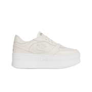(W) Celine Block Wedge Sneaker with Triomphe Patch In Calfskin Optic White