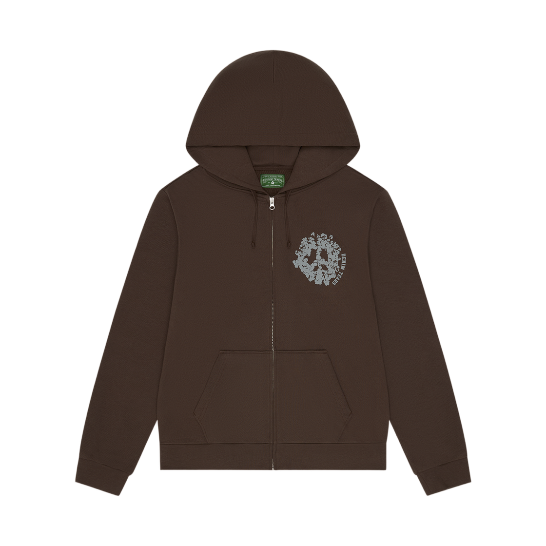 데님 티어스 x 코르테이즈 데님 유니버시티 집 후드 브라운(Denim Tears x Corteiz Denim University Zip Hoodie Brown) - 1