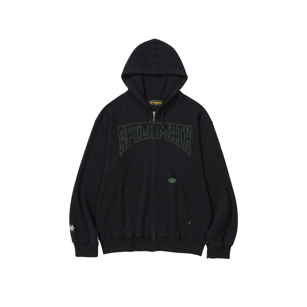 애프터매스 와플 집 후디 블랙(Aftermath Waffle Zip Hoodie Black) - 2