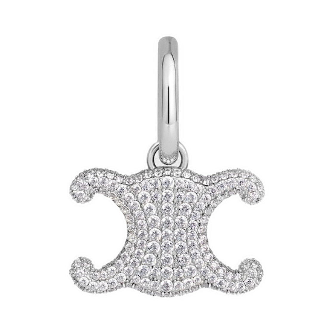 B10326BCZ-GGM5 Celine Charms Triomphe In Strass and Brass with Rhodium Finish Silver White