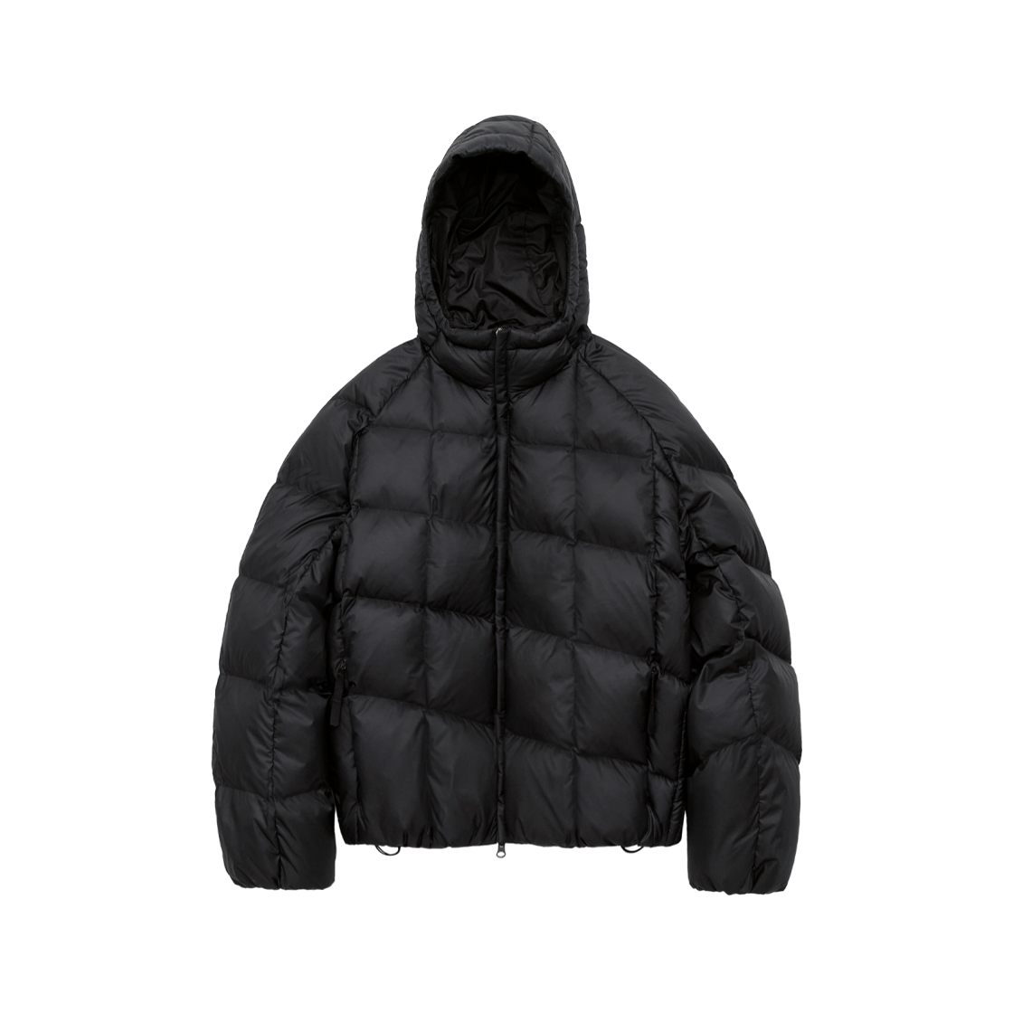 폴리테루 웨이브 후디드 다운 푸퍼 블랙(Polyteru Wave Hooded Down Puffer Black)