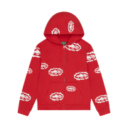 Denim Tears x Corteiz Island Wreath Zip Hoodie Red