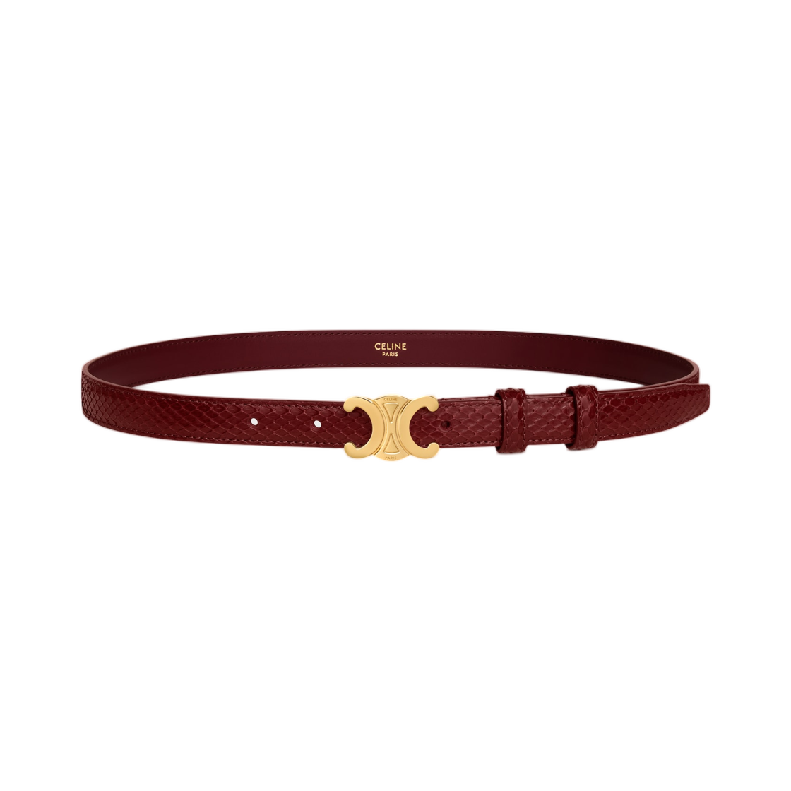 45AX64ADD-28PO Celine Small 18mm Triomphe Belt In Python Syrah
