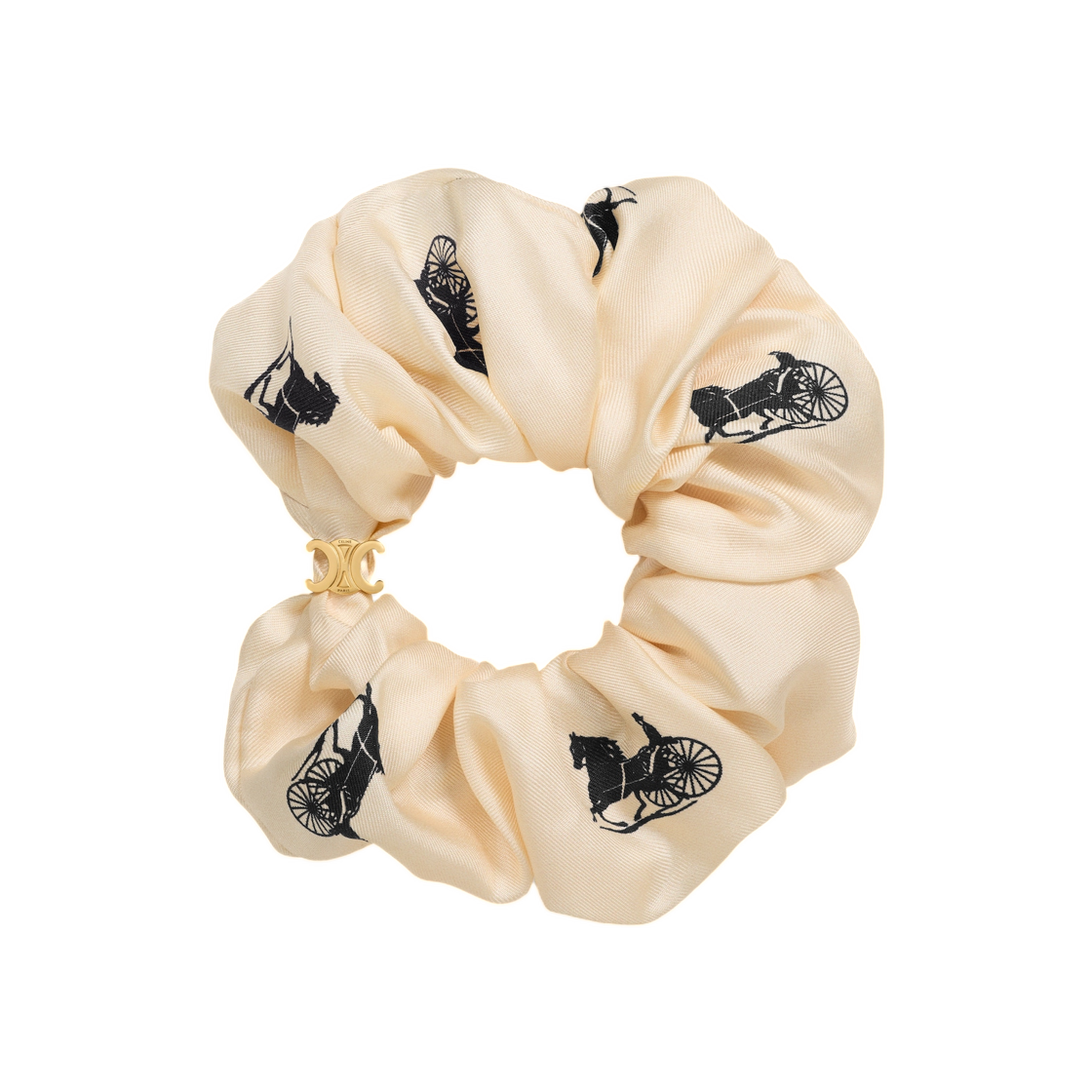 B103U2SIB-35OW Celine C Sulky Scrunchy In Silk and Brass with Gold Finish Gold White