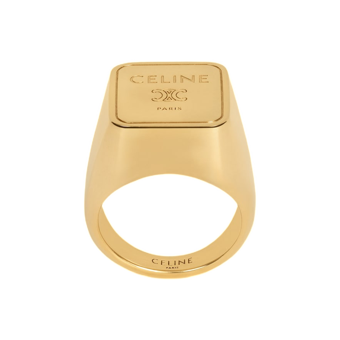 B104W6BRA-35OR Celine Triomphe Square Signet Ring In Brass with Gold Finish Gold