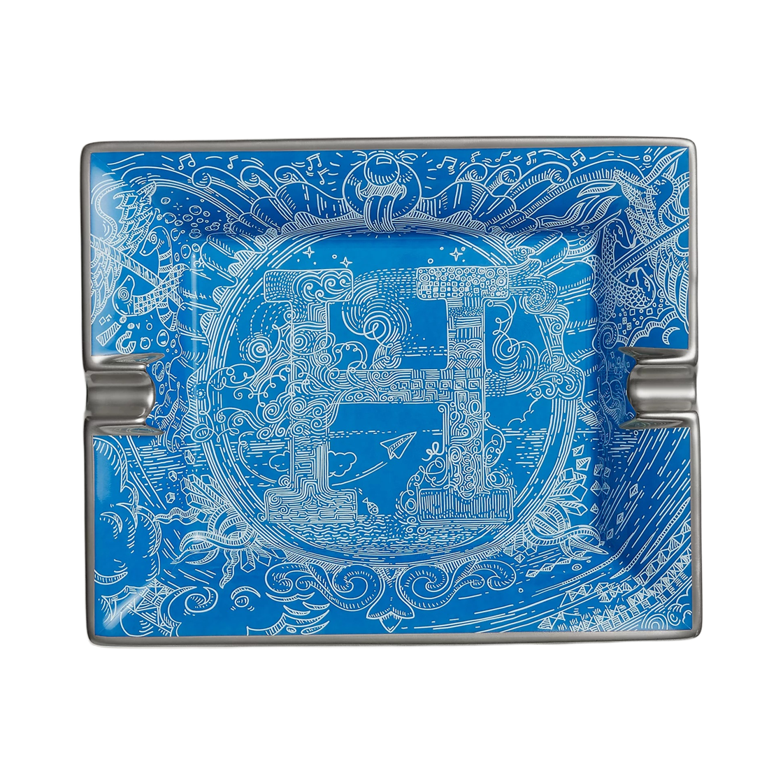 H314897M01 Hermes Please Hold The Line Ashtray Cobalt