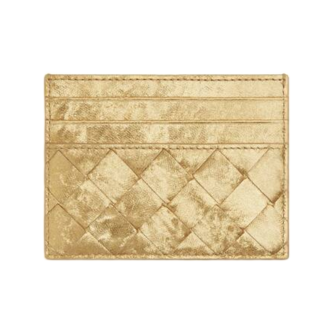 796324V5XF18472 Bottega Veneta Intrecciato Credit Card Case Gold