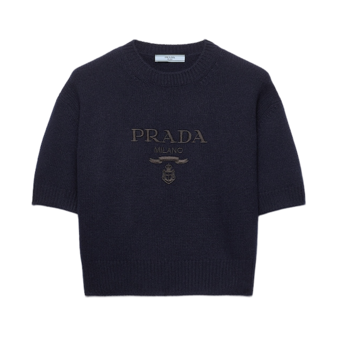 P24Z1U-13LY-F0008 (W) Prada Wool and Cashmere Crew-Neck Sweater Navy