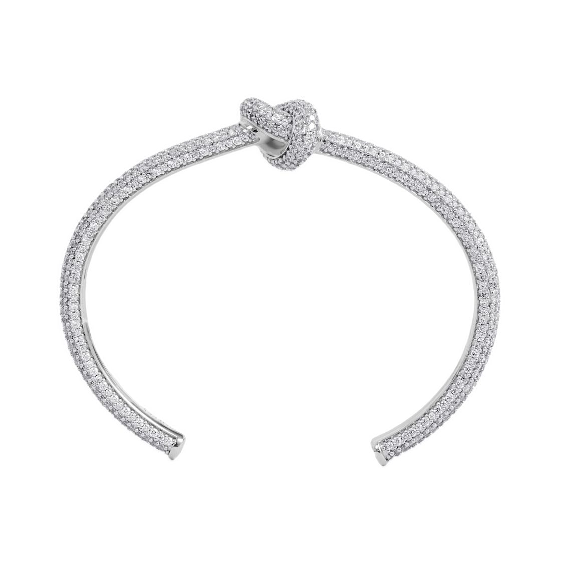 461PM6BCZ-36SI Celine Knot Sparkle Cuff In Strass and Brass with Rhodium Finish Silver