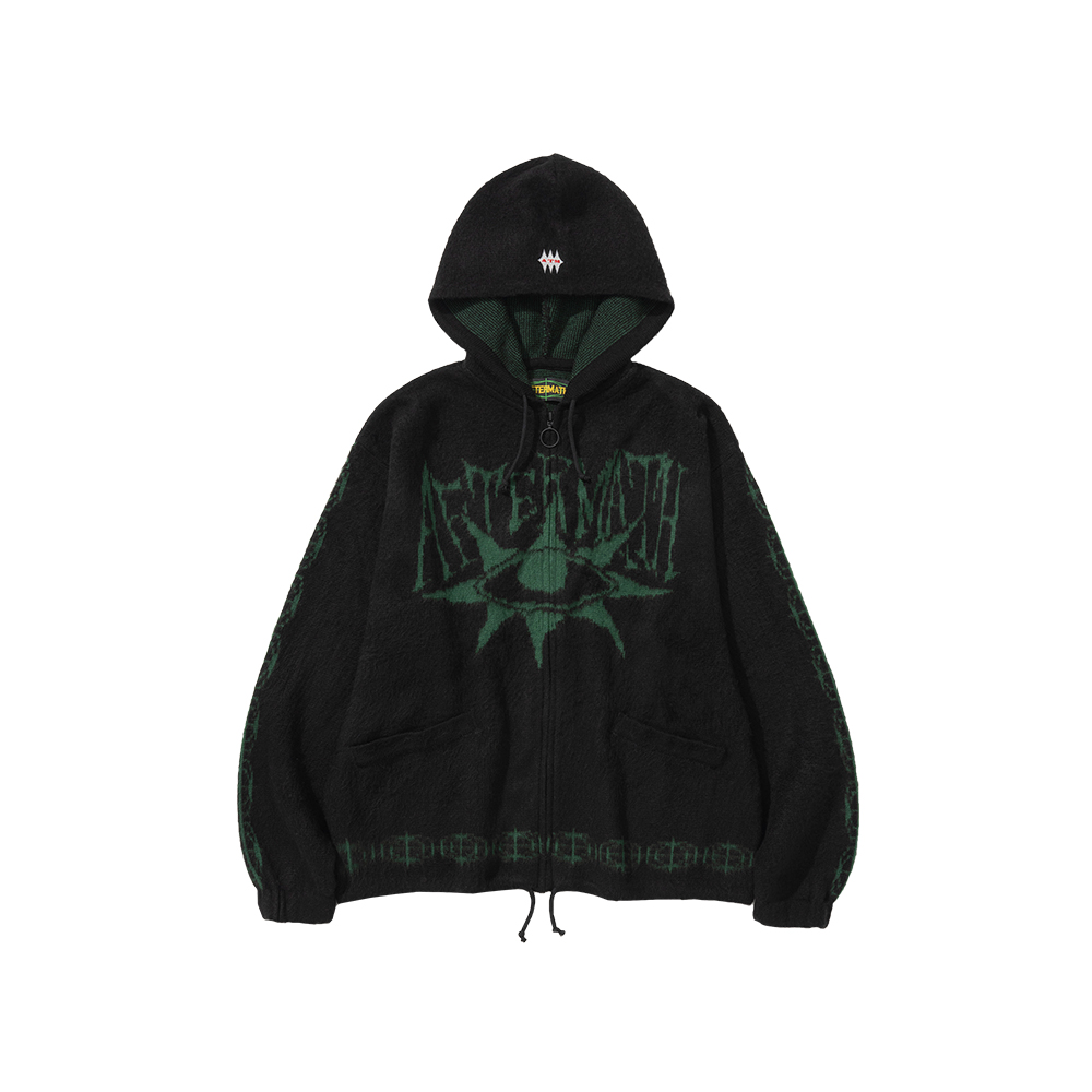 애프터매스 모헤어 집 후디 블랙(Aftermath Mohair Zip Hoodie Black) - 2