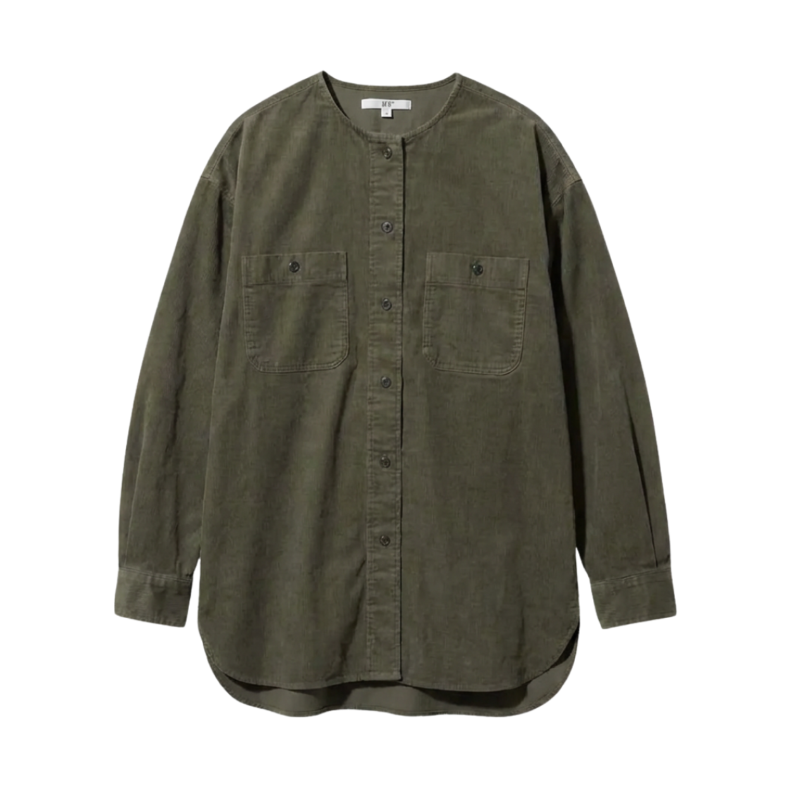 (W) 유니클로 코듀로이 롱 셔츠 자켓 올리브 - JP((W) Uniqlo Corduroy Long Shirt Jacket Olive - JP) - 1