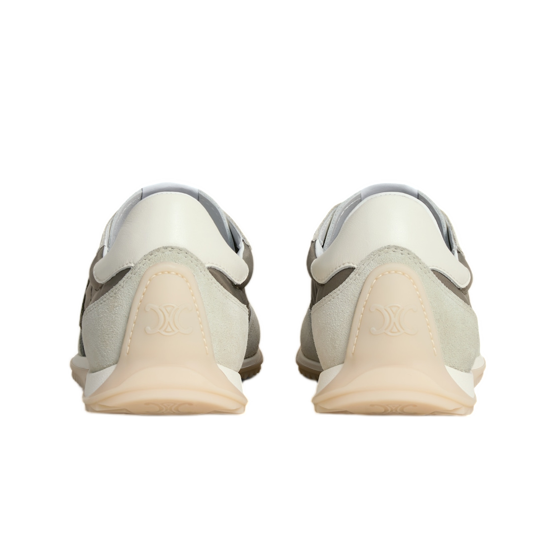 (W) 셀린느 레이서 로우 탑 스니커즈 나일론 스웨이드 카프스킨 앤 카프스킨 카키 그레이((W) Celine Racer Low Top Sneaker In Nylon Suede Calfskin and Calfskin Khaki Grey) - 3