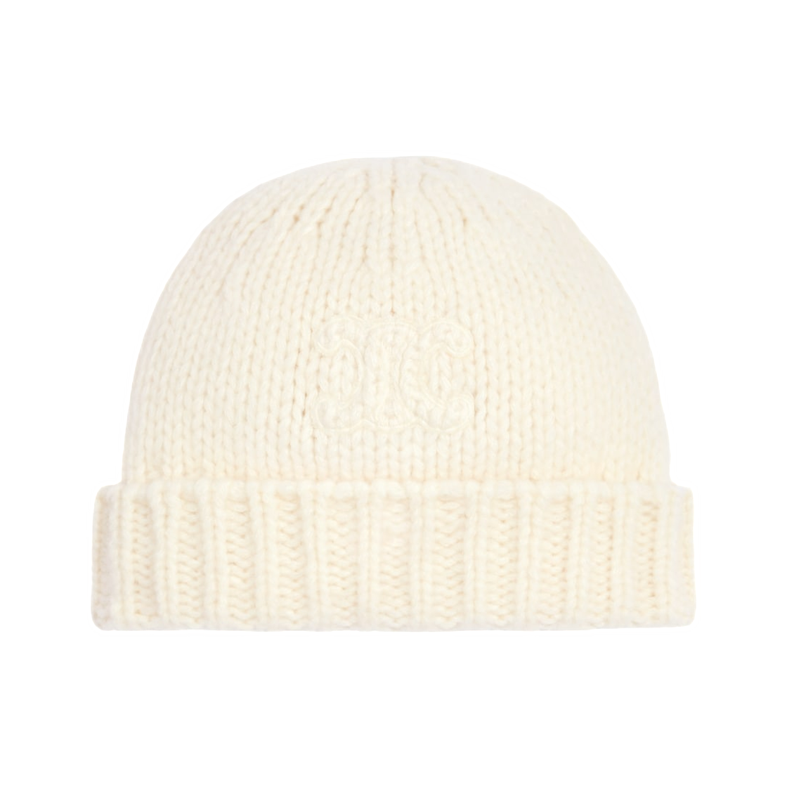 AA09Y0899-01OW Celine Triomphe Beanie In Cashmere and Silk Off White