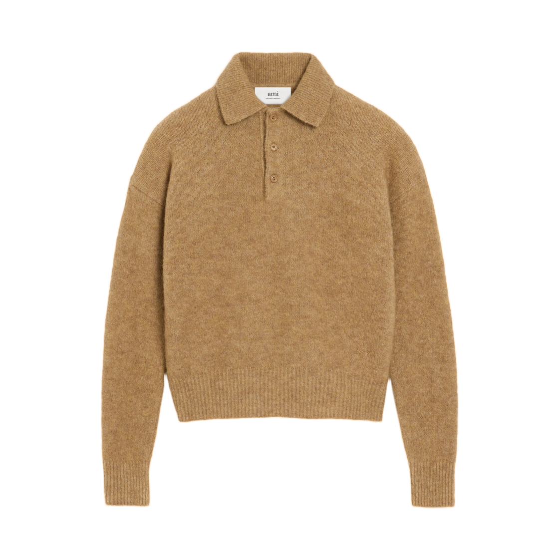 아미 브라운 알파카 아미 롱 슬리브 폴로 카멜(AMI Brown Alpaca Ami Long Sleeves Polo Camel) - 1
