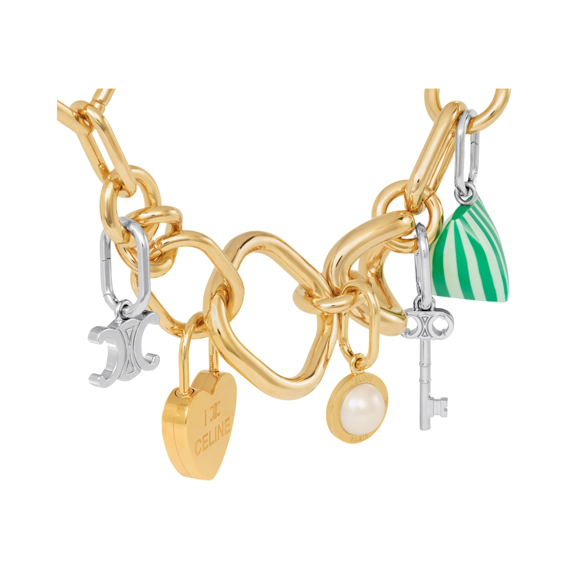 셀린느 참 펄 레진 펄 앤 브래스 골드 피니쉬 골드 아이보리(Celine Charms Pearl In Resin Pearl and Brass with Gold Finish Gold Ivory) - 2