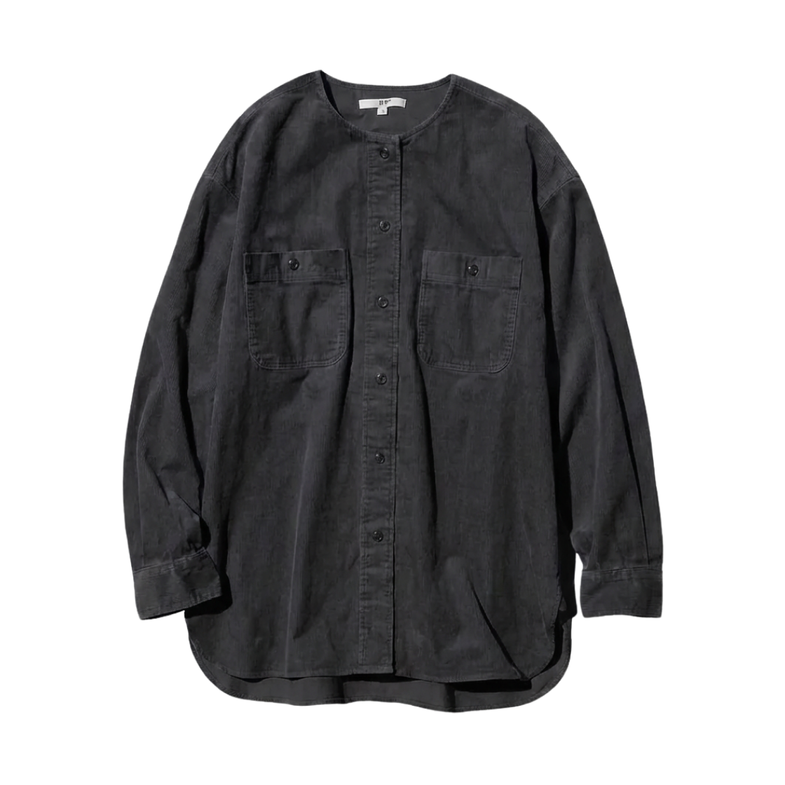 (W) 유니클로 코듀로이 롱 셔츠 자켓 다크 그레이 - JP((W) Uniqlo Corduroy Long Shirt Jacket Dark Gray - JP) - 1