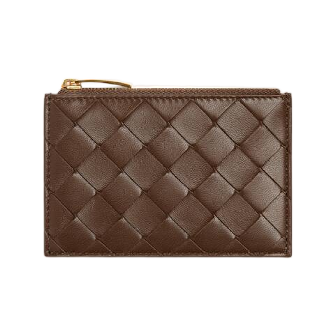 806032V1G132863 Bottega Veneta Intrecciato Zipped Card Case Nocciola Dark Barolo