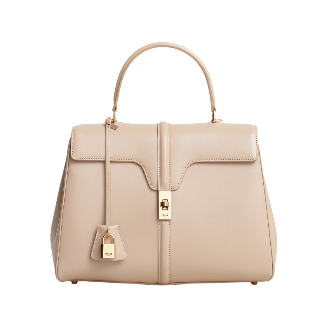 187373BEY-03ND Celine Classique 16 Bag In Satinated Calfskin Nude