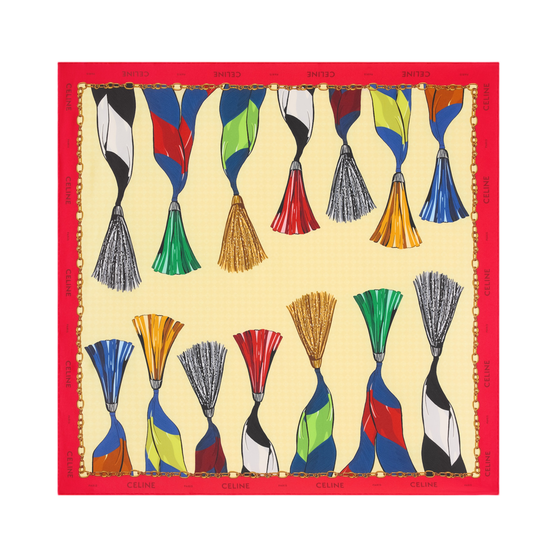 2AW902R57-GFQ4 Celine Square In Silk Twill Yellow Red White