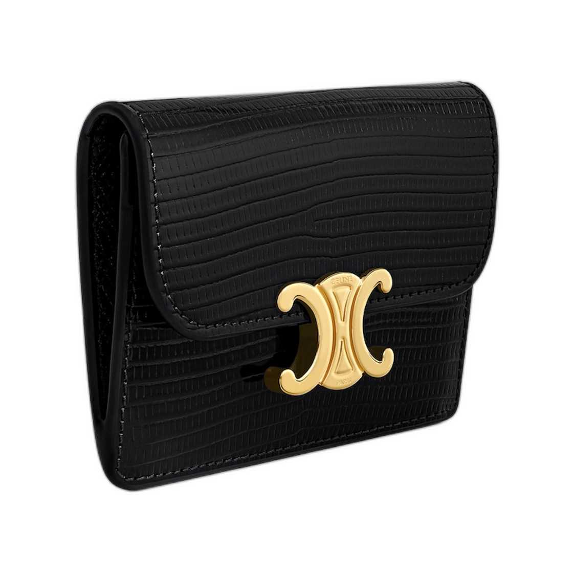 셀린느 카드 홀더 플랩 트리옹프 리자드 블랙(Celine Card Holder with Flap Triomphe In Lizard Black) - 2
