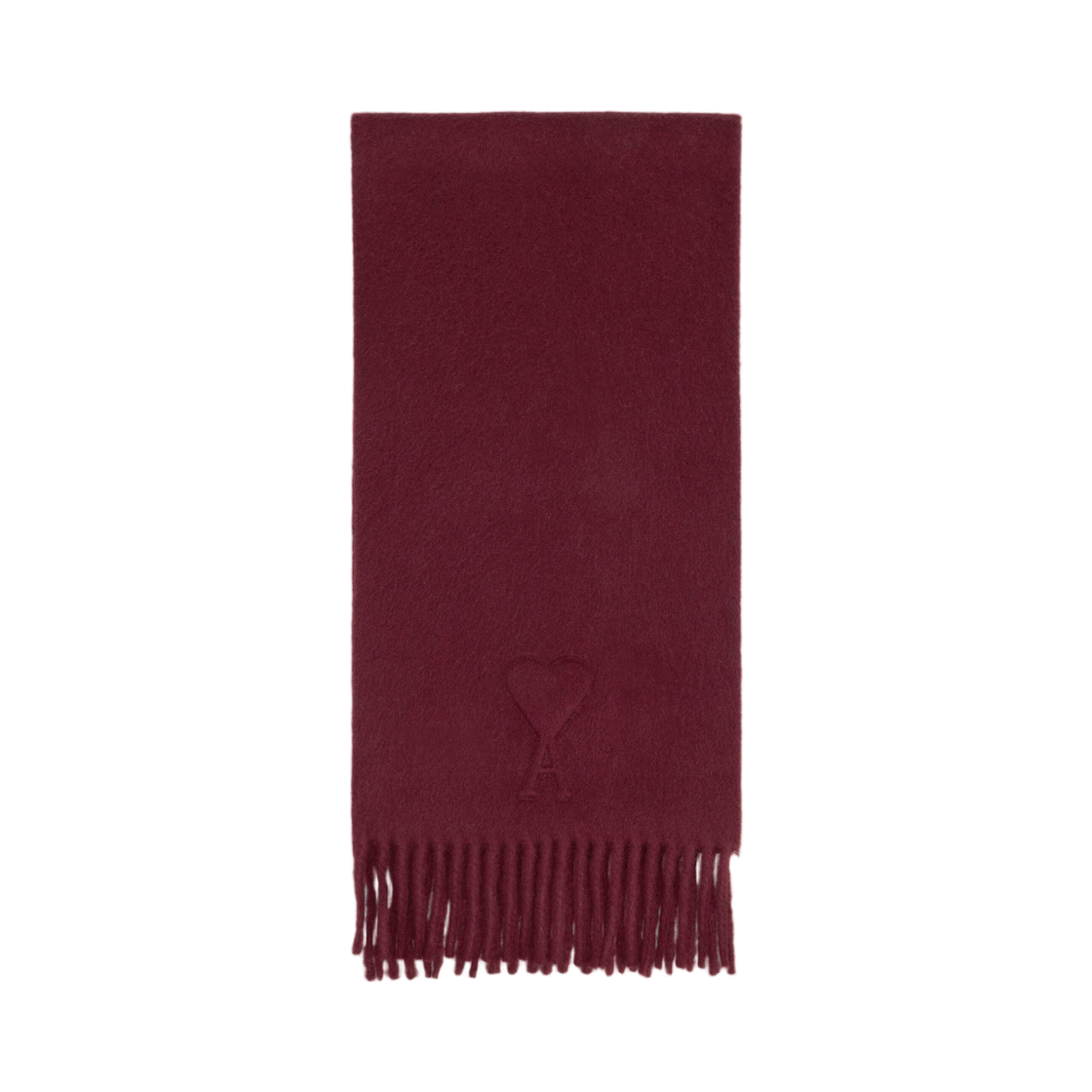 아미 버건디 울 엠보스 아미 드 하트 스카프 체리(AMI Burgundy Wool Embossed Ami De Coeur Scarf Cherry) - 1
