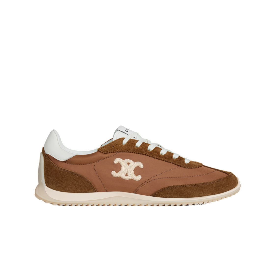 364365257C-03AA (W) Celine Racer Low Top Sneaker with Triomphe In Nylon Suede Calfskin and Calfskin Sahara