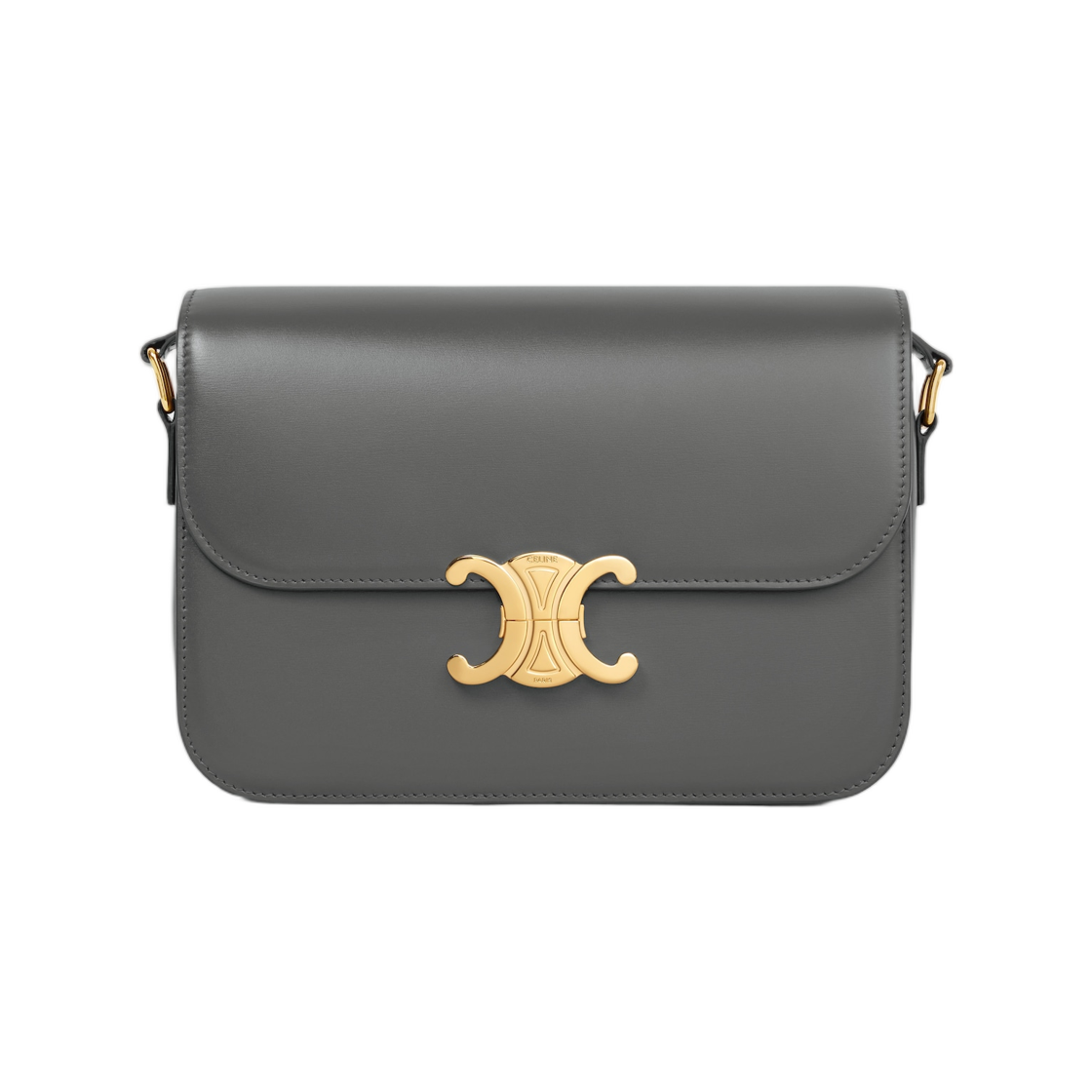 187363BF4-10AN Celine Classique Triomphe Bag In Shiny Calfskin Anthracite