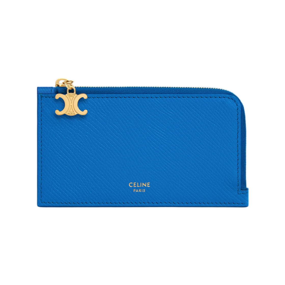L10083FVO-07QH Celine Long Zipped Card Holder In Grained Calfskin Ultra Blue