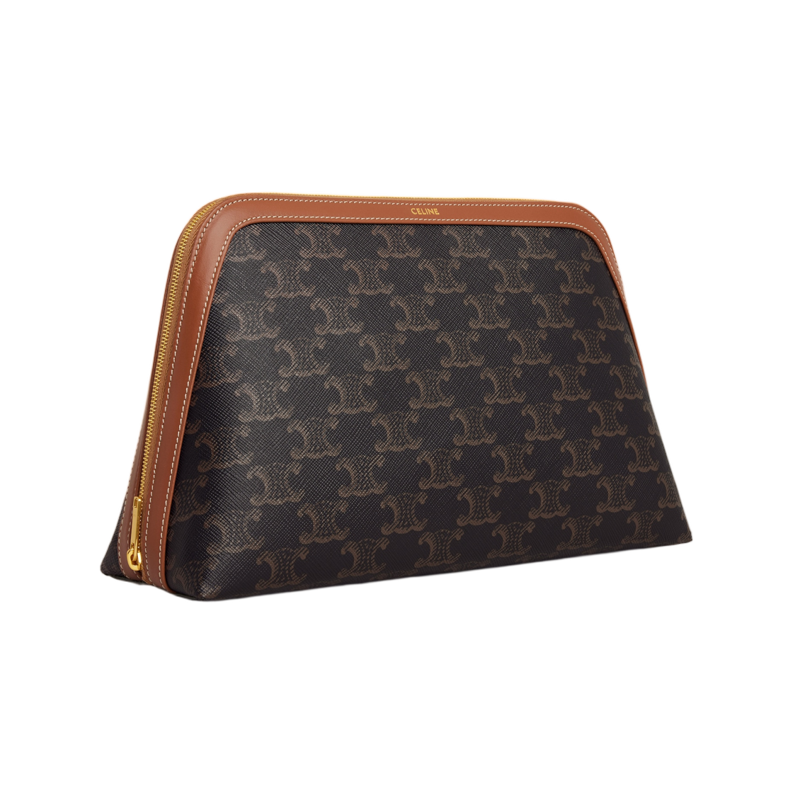 셀린느 라지 코스메틱 파우치 트리옹프 캔버스 앤 카프스킨 탄(Celine Large Cosmetic Pouch In Triomphe Canvas and Calfskin Tan) - 2