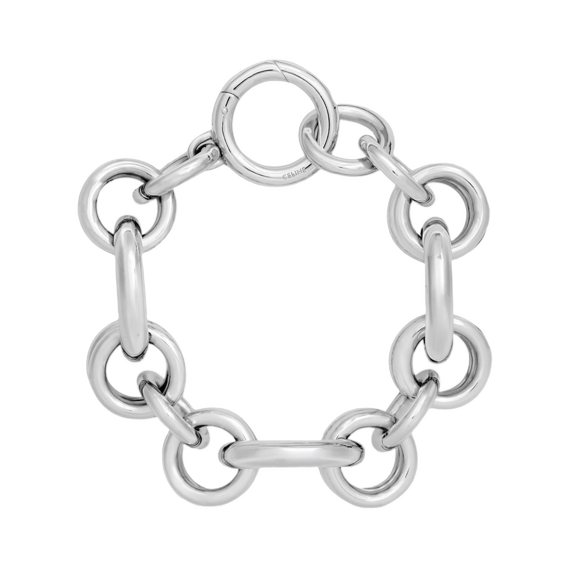 B101K6BRA-36SI Celine Charms Heritage Chunky Bracelet In Brass with Rhodium Finish Silver
