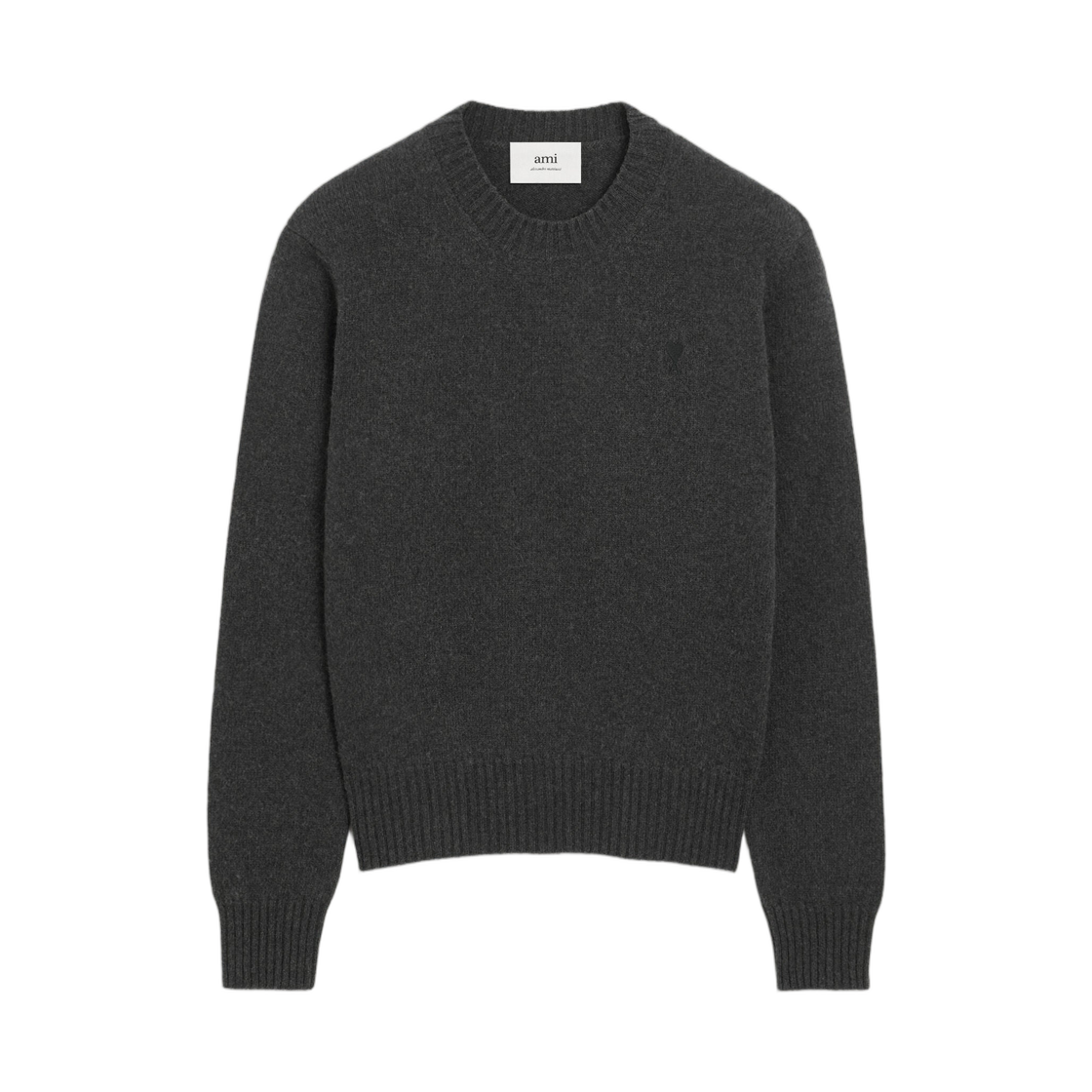 HKS830-005-020 AMI Black Cashmere Ami De Coeur Crewneck Sweater Anthracite