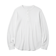 Uniqlo Waffle Henley Neck Long Sleeve T-Shirt Off White - JP