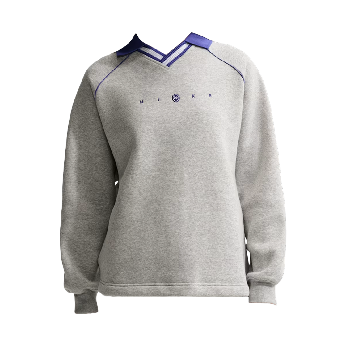 IF0257-043 (W) Nike NSW Phoenix Fleece Oversized Graphic Polo Top Pure Platinum Heather - Asia