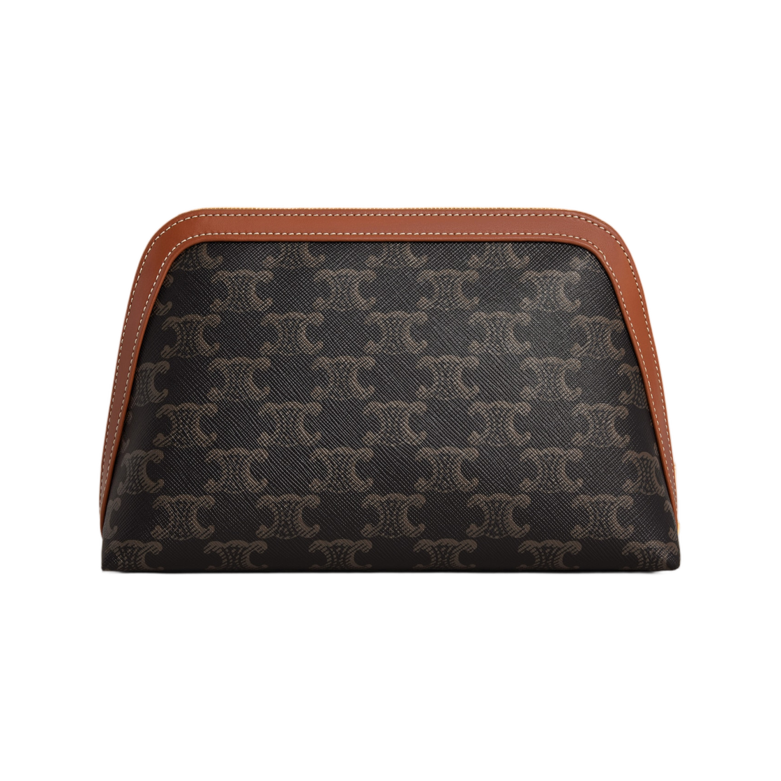 셀린느 미디움 코스메틱 파우치 트리옹프 캔버스 앤 카프스킨 탄(Celine Medium Cosmetic Pouch In Triomphe Canvas and Calfskin Tan) - 3