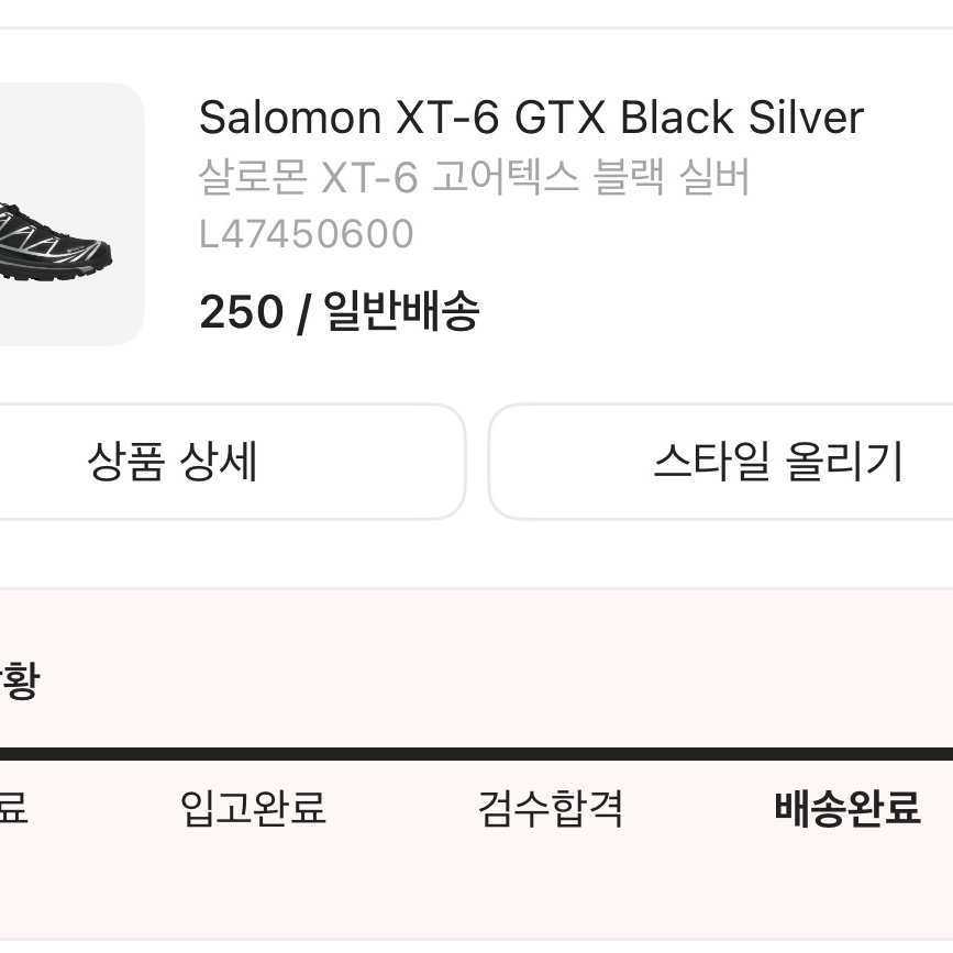 Salomon XT-6 GTX Black Silver 착용 스타일
