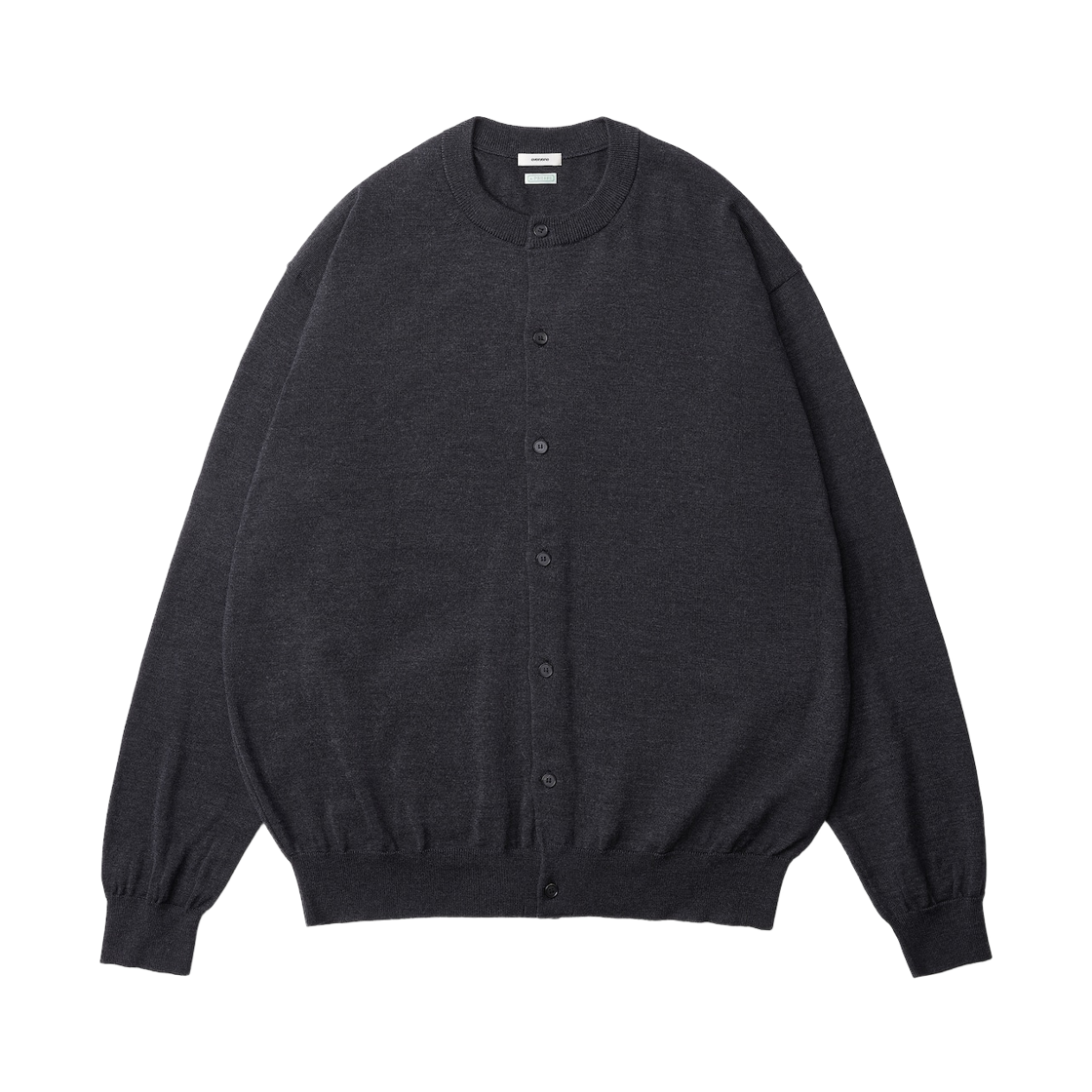 - everyone x A.Presse Wool Knit Crew Neck Cardigan Charcoal