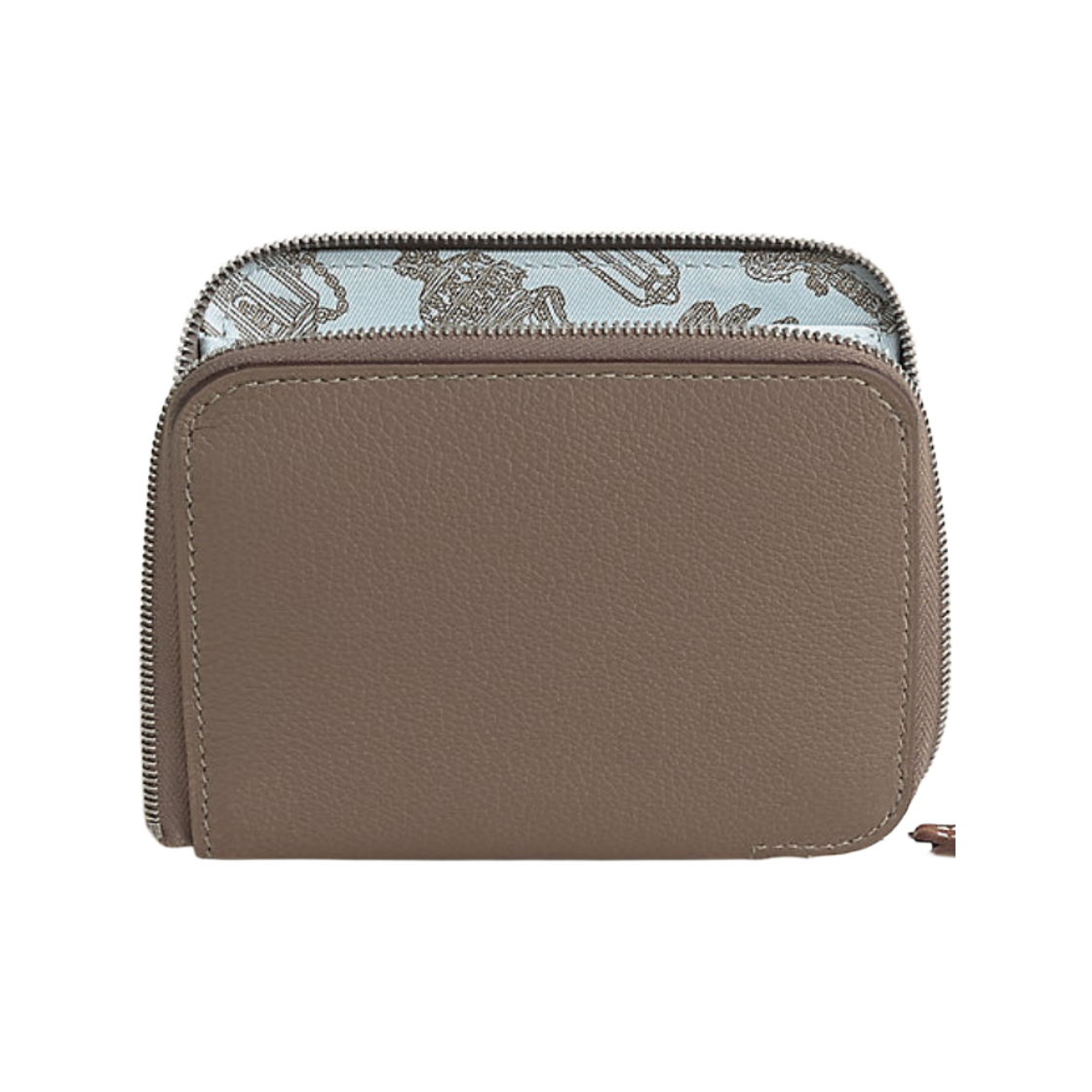 H086387CKAA Hermes Silk'In Compact Wallet Evercolor & Palladium Etoupe Bleu Brume Taupe