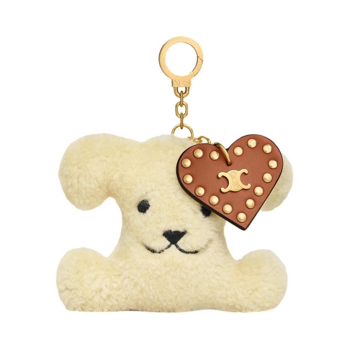 49J663GW2-02NT Celine Triomphe PomPom Charm In Shearling and Calfskin Natural Tan