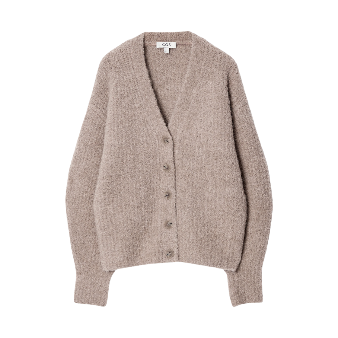 (W) 코스 텍스처드 알파카 블렌드 브이넥 가디건 몰((W) COS Textured Alpaca Blend V-Neck Cardigan Mole)
