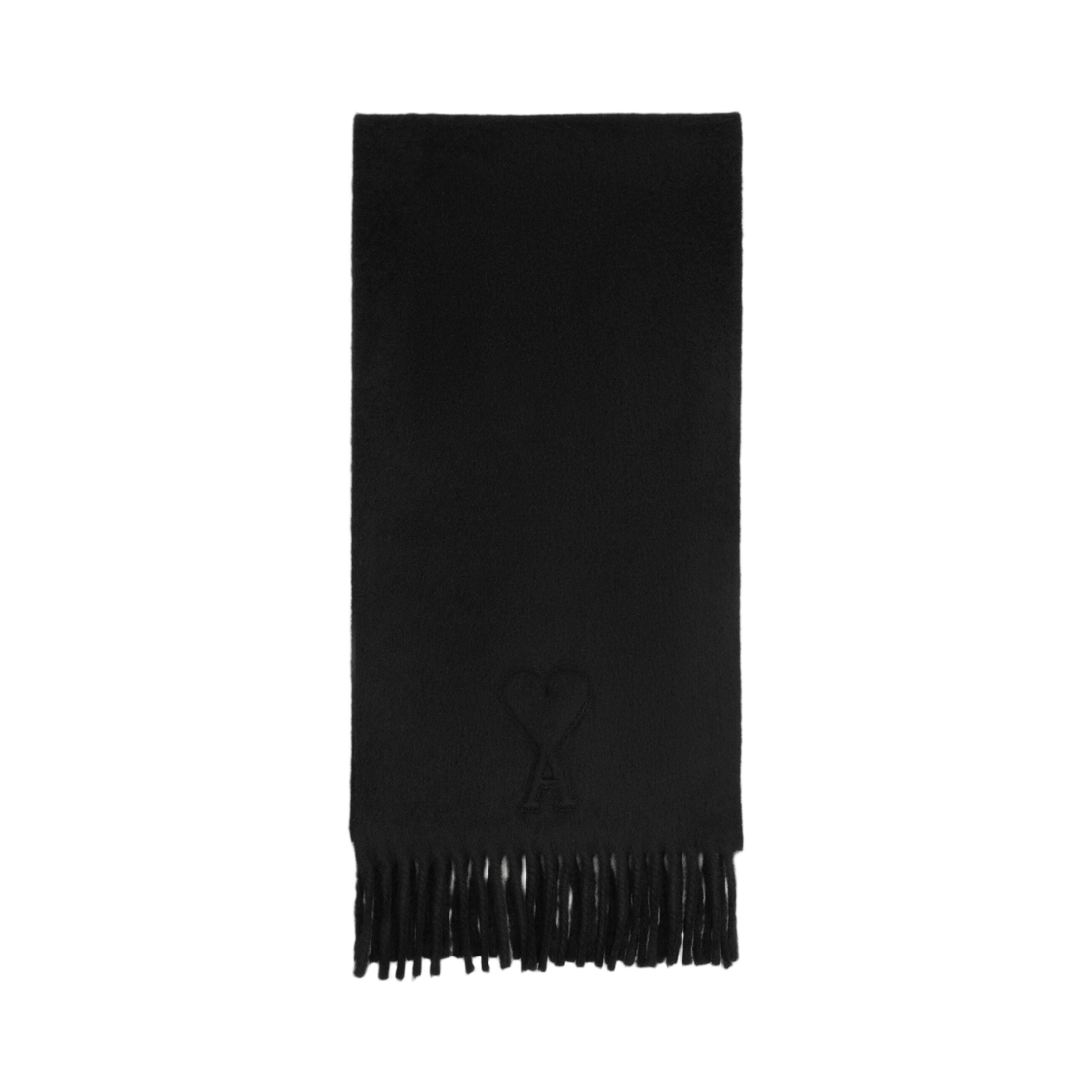 USF674-AW0059-020 AMI Black Wool Embossed Ami De Coeur Scarf Anthracite