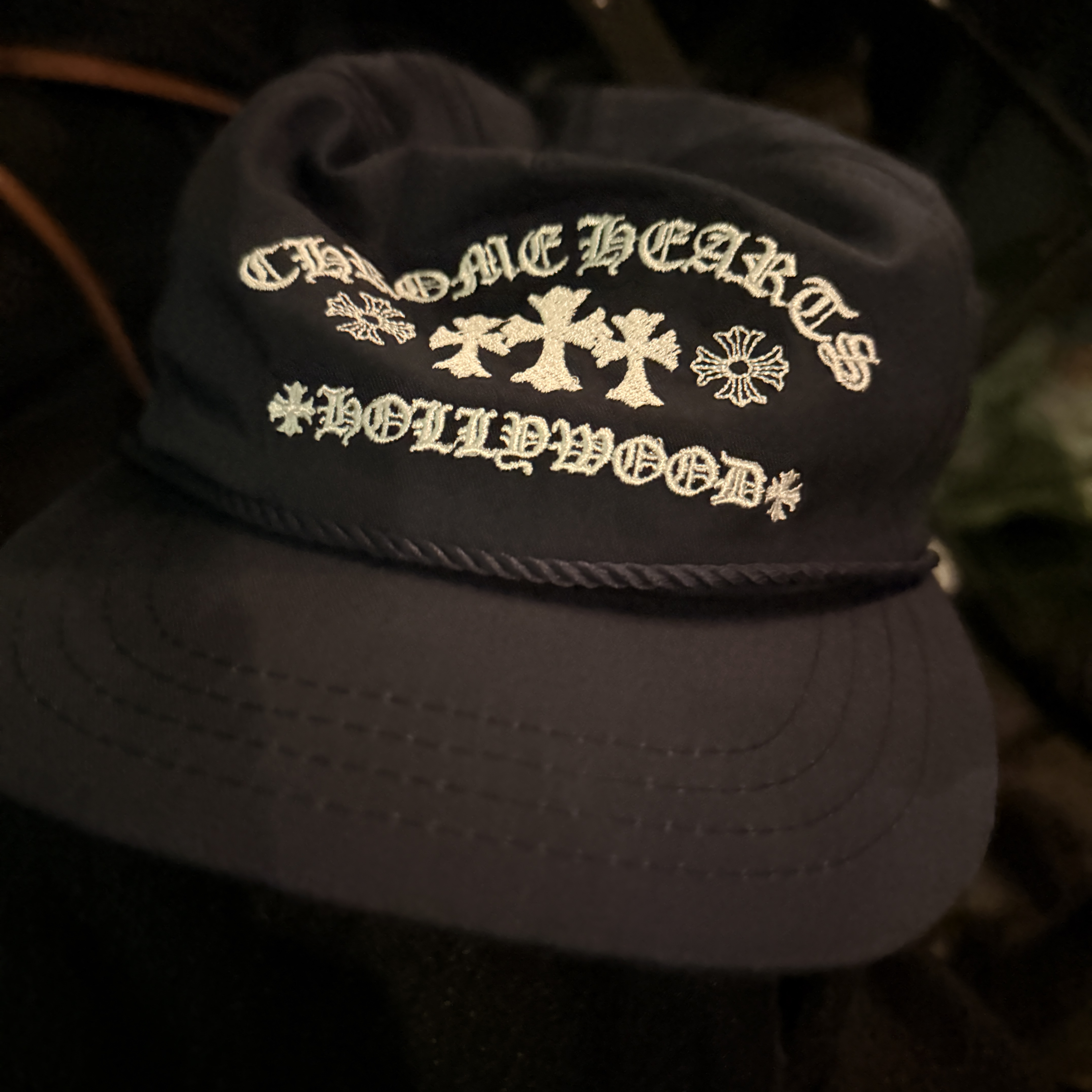 Chrome Hearts Gas Station Cemetery Trucker Hat Navy, Supreme x Nike Denim Puffer Vest Indigo - 24SS 착용 스타일 - 5