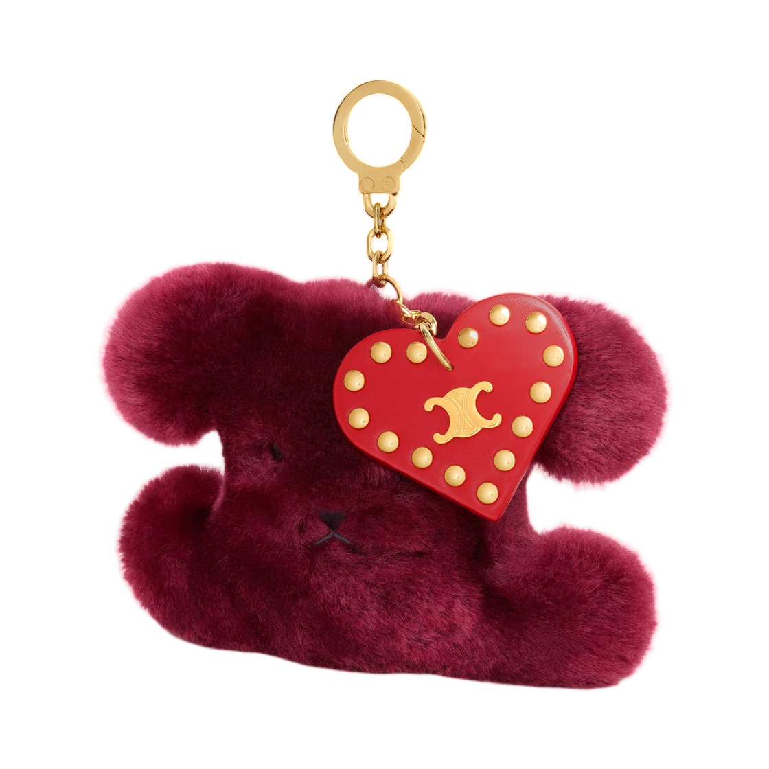 셀린느 트리옹프 폼폼 참 자수 셔링 앤 카프스킨 시라 울트라 레드(Celine Triomphe PomPom Charm In Embroidered Shearling and Calfskin Syrah Ultra Red) - 2