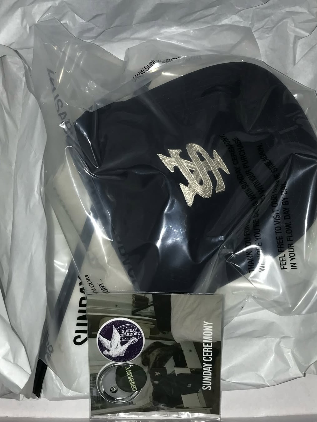 Sunday Ceremony Sy Logo 5 Panel Cotton Cap - Navy 착용 스타일 - 7