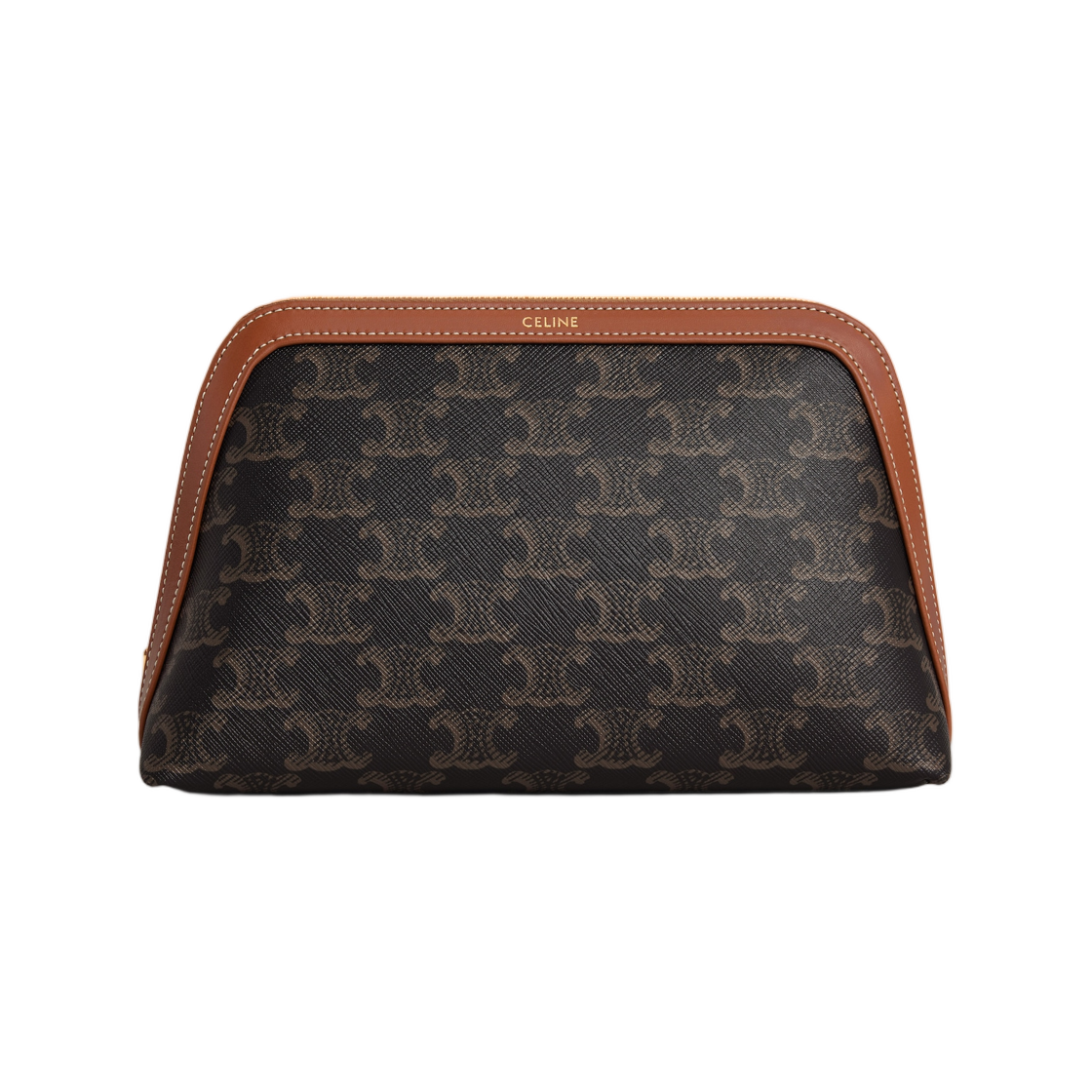 4M1632CZJ-04LU Celine Medium Cosmetic Pouch In Triomphe Canvas and Calfskin Tan